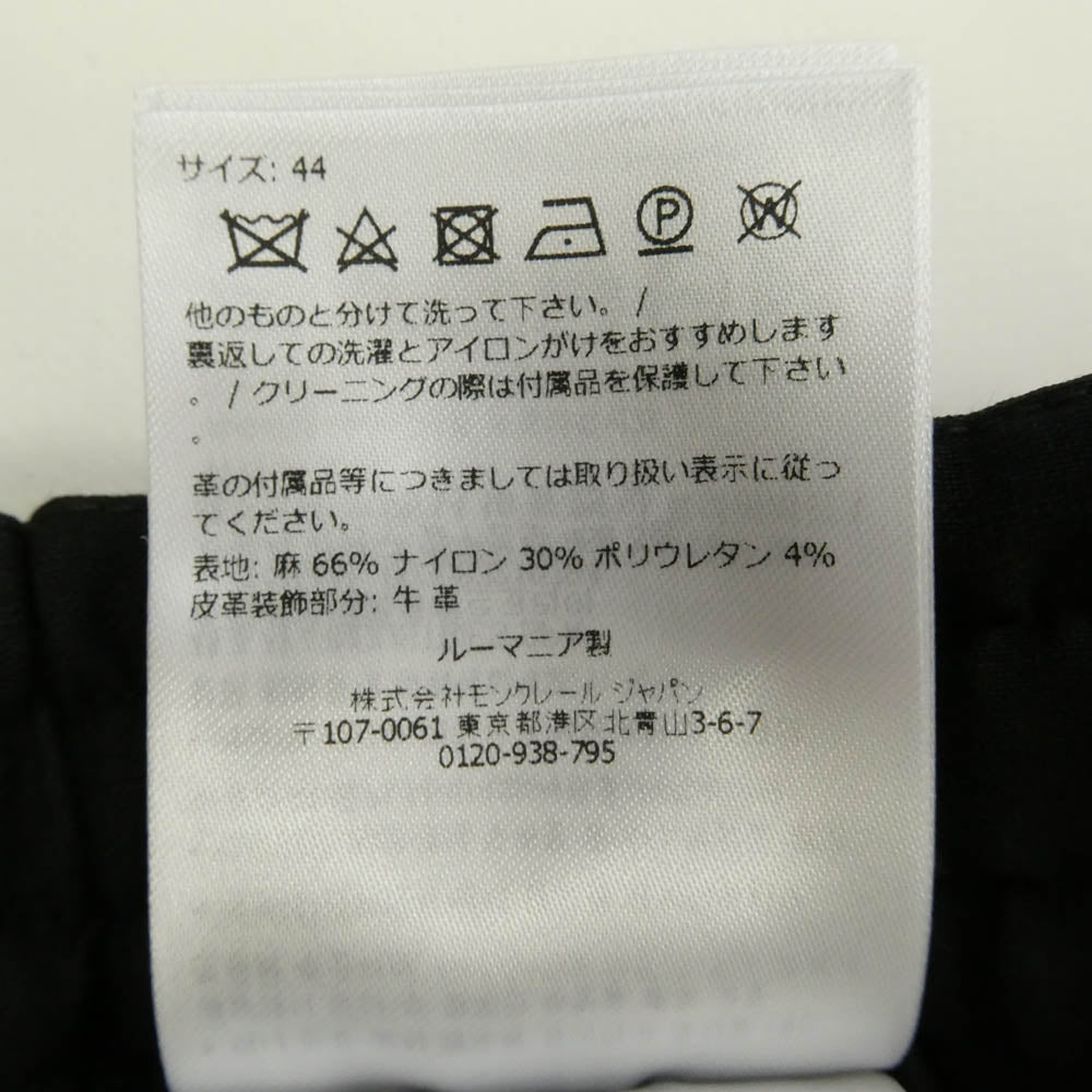 MONCLER モンクレール L10912A00020 PANTALONE SPORTIVO テクニカルリネンブレンド素材 パンタローネ スポルティーボ パンタロン イージー スラックスパンツ ブラック系 44【中古】