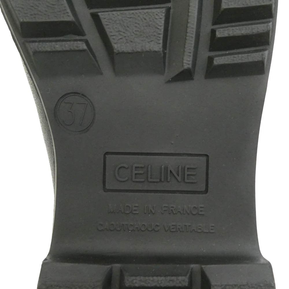 CELINE セリーヌ トリオンフ ミドルカット レインブーツ ブラック系 37【極上美品】【中古】