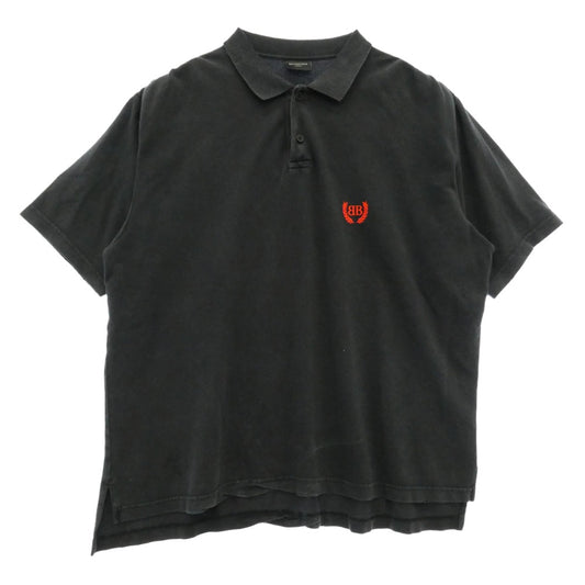 BALENCIAGA バレンシアガ 25SS 828531 TSVC7 Laurel Solid S/S Polo Shirt ローレル クラシック BBロゴ刺繍 半袖 ポロシャツ ブラック系 S【中古】