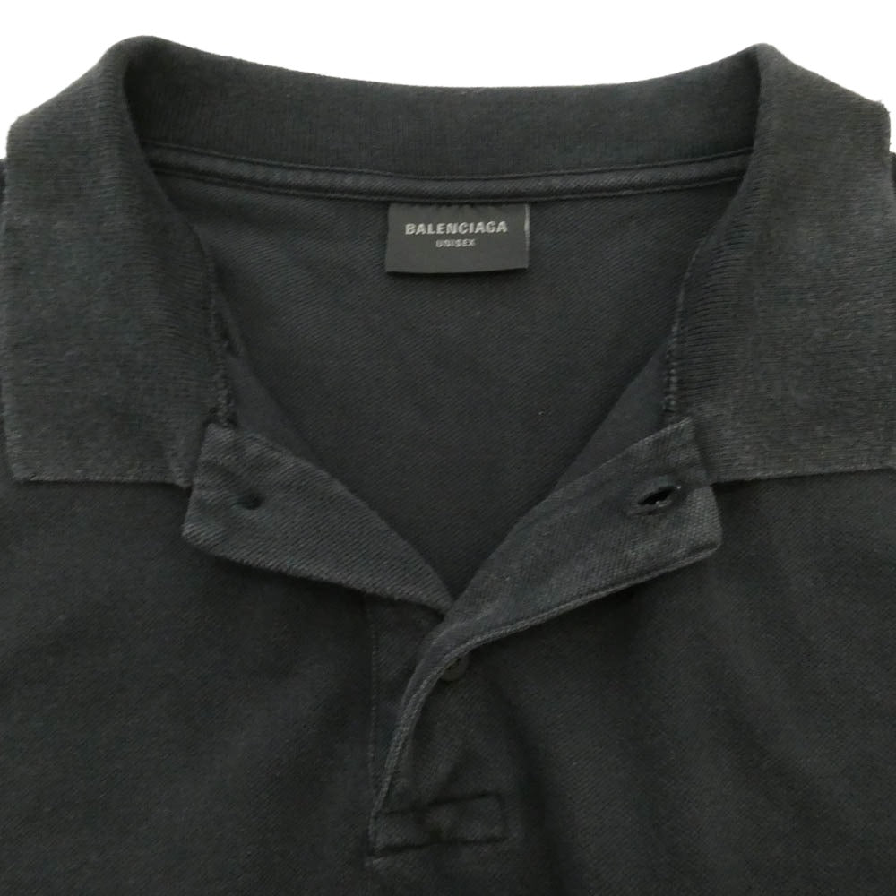 BALENCIAGA バレンシアガ 25SS 828531 TSVC7 Laurel Solid S/S Polo Shirt ローレル クラシック BBロゴ刺繍 半袖 ポロシャツ ブラック系 S【中古】