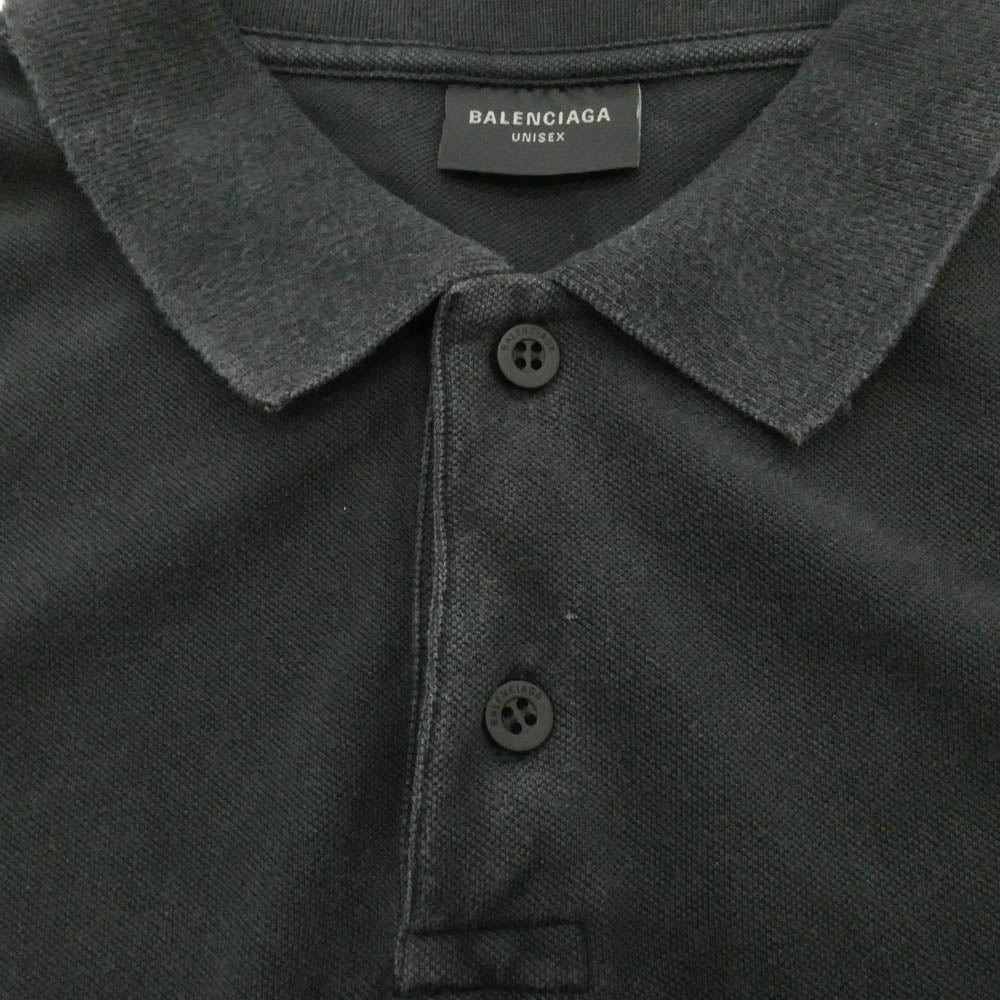BALENCIAGA バレンシアガ 25SS 828531 TSVC7 Laurel Solid S/S Polo Shirt ローレル クラシック BBロゴ刺繍 半袖 ポロシャツ ブラック系 S【中古】