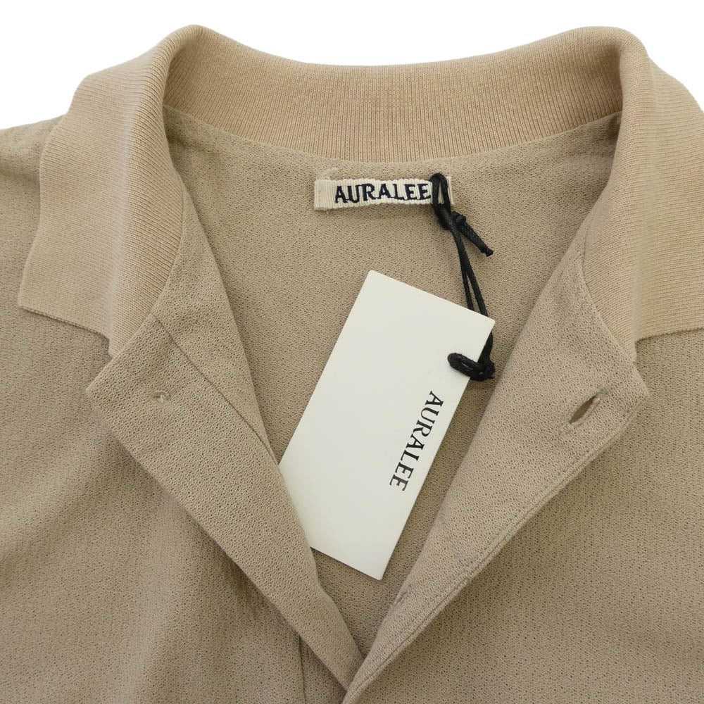 AURALEE オーラリー 20SS A20SP02KN HARD TWIST AMUNZEN KNIT POLO 強撚糸 ハ―ドツイスト アムンゼン生地 ニット 半袖 ポロシャツ ベージュ系 4【中古】