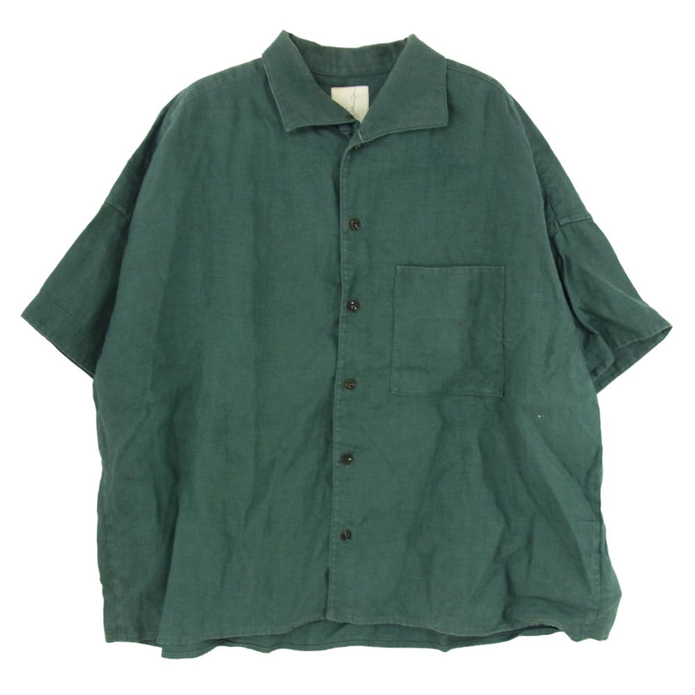 ゴーシュザシームスター 07SOSH02 LINEN 100％ リネン イタリアンカラー 半袖 シャツ グリーン系 F【中古】