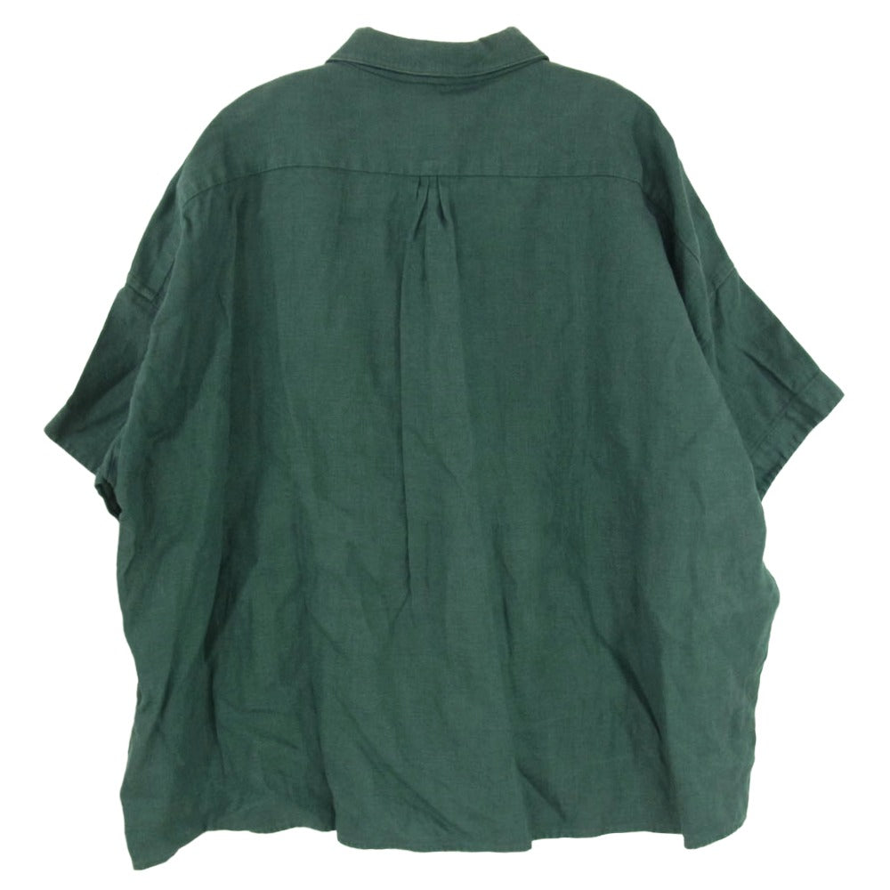ゴーシュザシームスター 07SOSH02 LINEN 100％ リネン イタリアンカラー 半袖 シャツ グリーン系 F【中古】