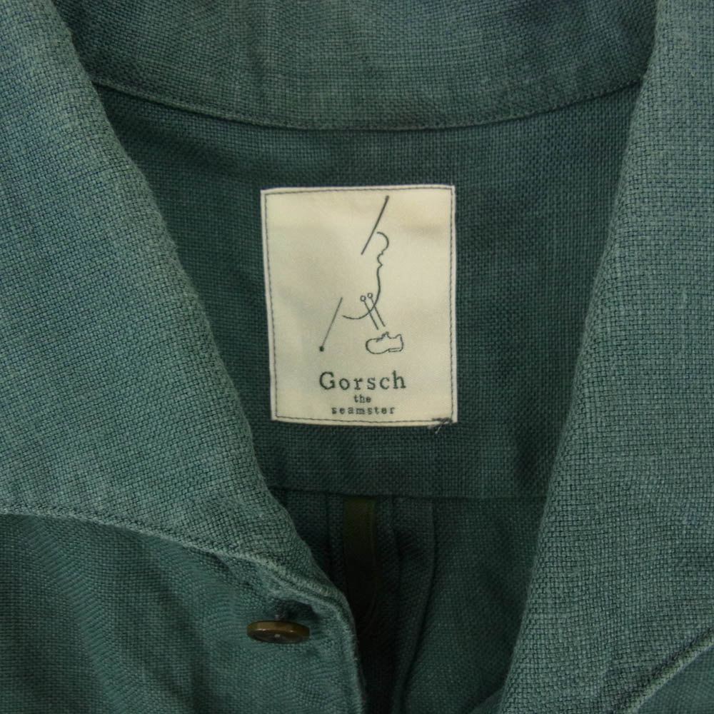 ゴーシュザシームスター 07SOSH02 LINEN 100％ リネン イタリアンカラー 半袖 シャツ グリーン系 F【中古】