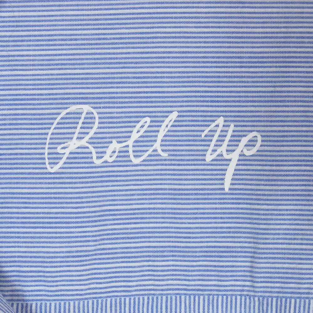 PORTER CLASSIC ポータークラシック ROLL UP COTTON STRIPE SHIRT BLUE ロールアップシャツ ストライプ 長袖 シャツ ライトブルー系 L【中古】