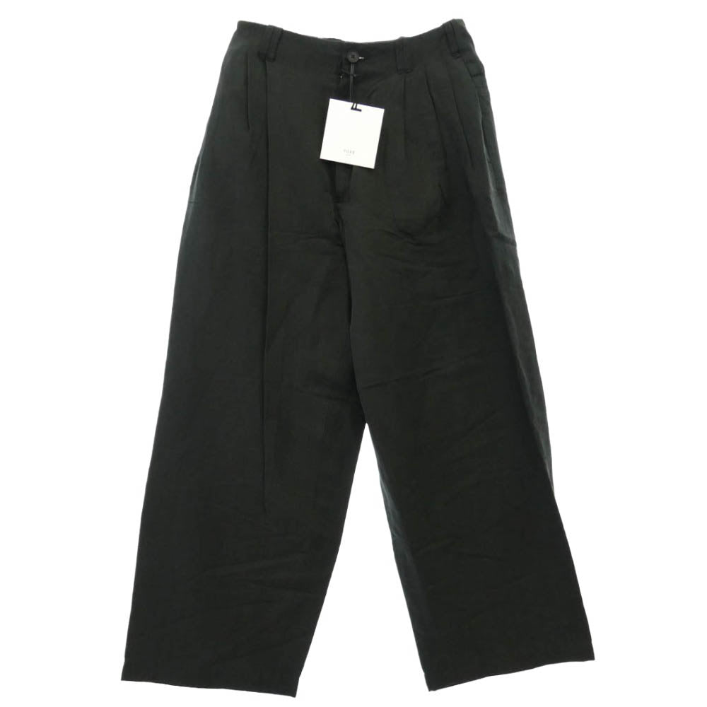 ヨーク 26SS YK26SS01209P Linen Silk Kersey 3pleated Tapered Trousers リネンシルクカルゼ ワイド テーパード 3プリーツ パンツ トラウザーズ ブラック系 2【中古】
