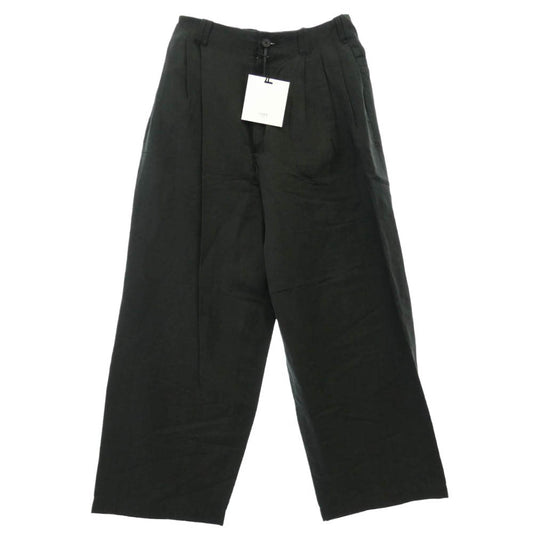 ヨーク 26SS YK26SS01209P Linen Silk Kersey 3pleated Tapered Trousers リネンシルクカルゼ ワイド テーパード 3プリーツ パンツ トラウザーズ ブラック系 2【中古】