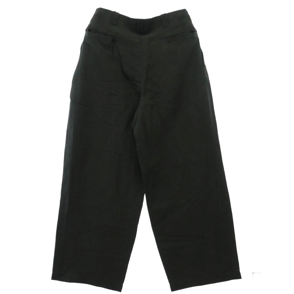 ヨーク 26SS YK26SS01209P Linen Silk Kersey 3pleated Tapered Trousers リネンシルクカルゼ ワイド テーパード 3プリーツ パンツ トラウザーズ ブラック系 2【中古】
