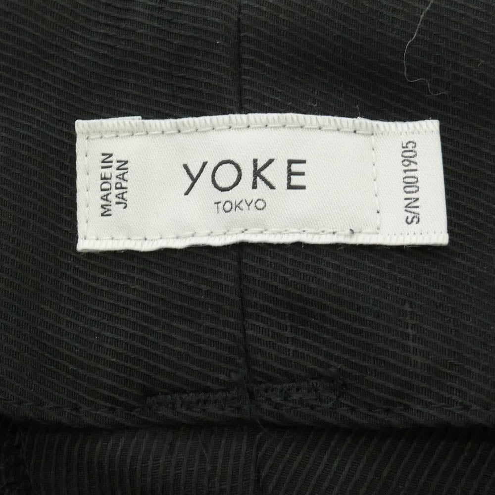 ヨーク 26SS YK26SS01209P Linen Silk Kersey 3pleated Tapered Trousers リネンシルクカルゼ ワイド テーパード 3プリーツ パンツ トラウザーズ ブラック系 2【中古】