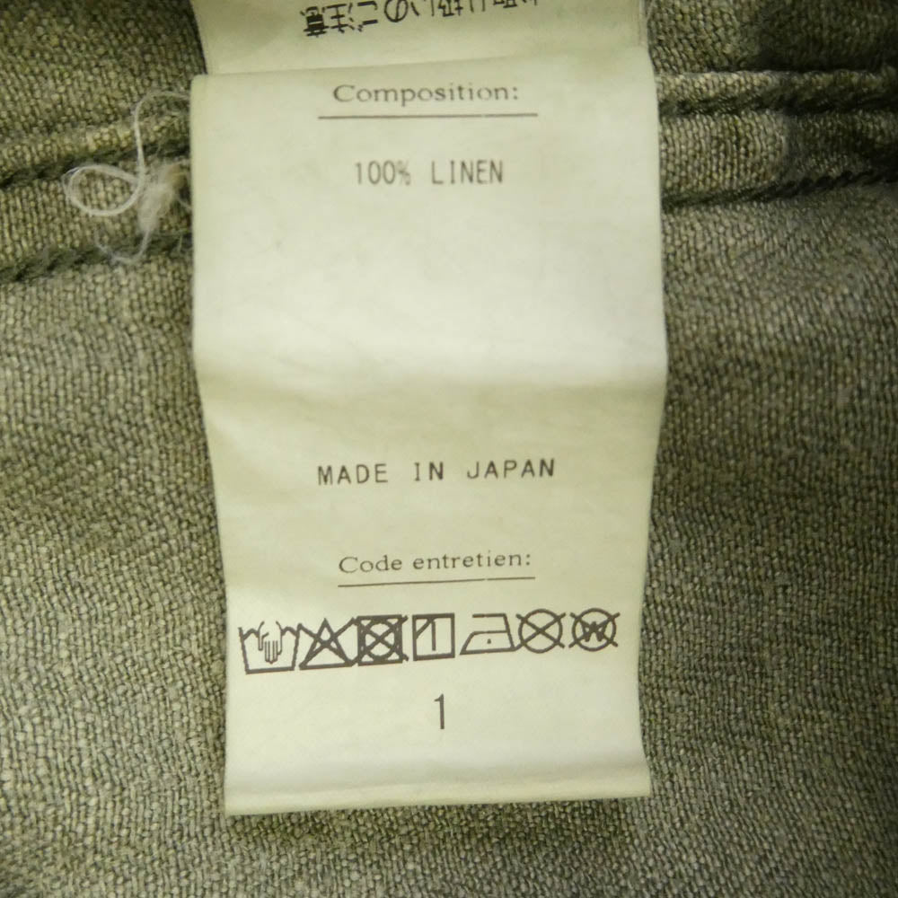 ヘリル 26SS 26-030-HL-8290-10 USMC HBT Linenpants ヘリンボーン柄 ウォッシュ加工 ペイント加工 ミリタリー パンツ トラウザーズ モスグリーン系 1【中古】