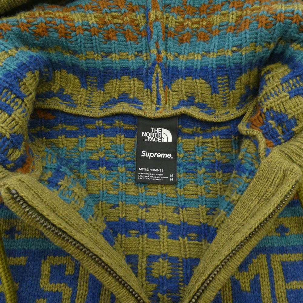 Supreme シュプリーム THE NORTH FACE ノースフェイス 22AW × THE NORTH FACE Zip Up Hooded Sweater ジップアップ フーデッド セーター ニット パーカー マルチカラー系 M【新古品】【未使用】【中古】