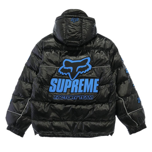 Supreme シュプリーム 25AW x Fox Racing フォックスレーシング Shiny Down Puffer Jacket シャイニー ダウン パファー ジャケット ブラック系 S【極上美品】【中古】