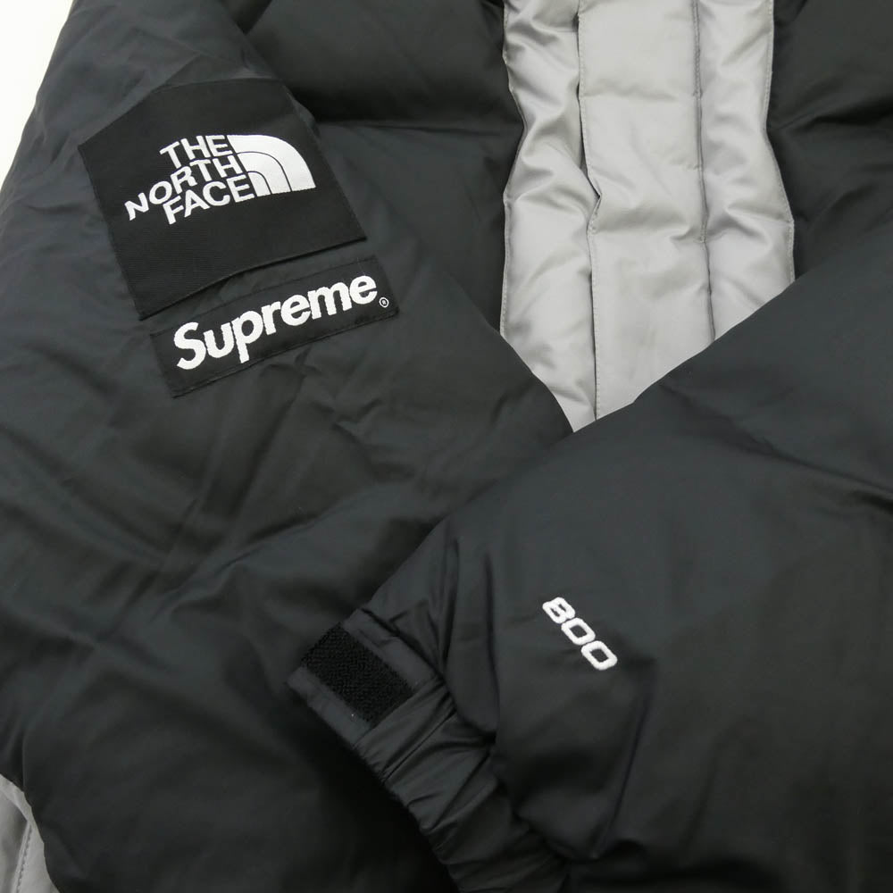 Supreme シュプリーム THE NORTH FACE ノースフェイス 22AW ND52205I × The North Face ザノースフェイス 800-Fill Half Zip Hooded Pullover ハーフジップ フーデッド プルオーバー ダウンジャケット グレー ブラック系 シルバー系 L【極上美品】【中古】