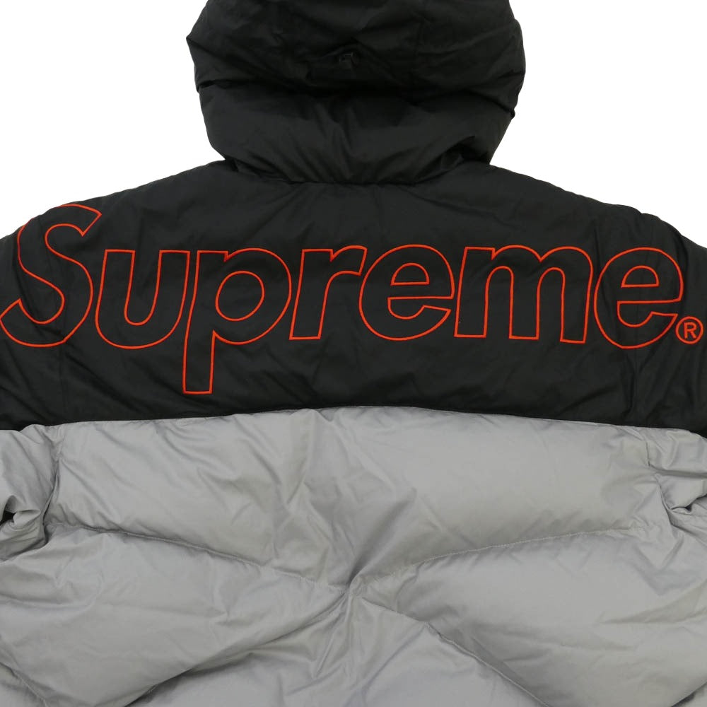 Supreme シュプリーム THE NORTH FACE ノースフェイス 22AW ND52205I × The North Face ザノースフェイス 800-Fill Half Zip Hooded Pullover ハーフジップ フーデッド プルオーバー ダウンジャケット グレー ブラック系 シルバー系 L【極上美品】【中古】