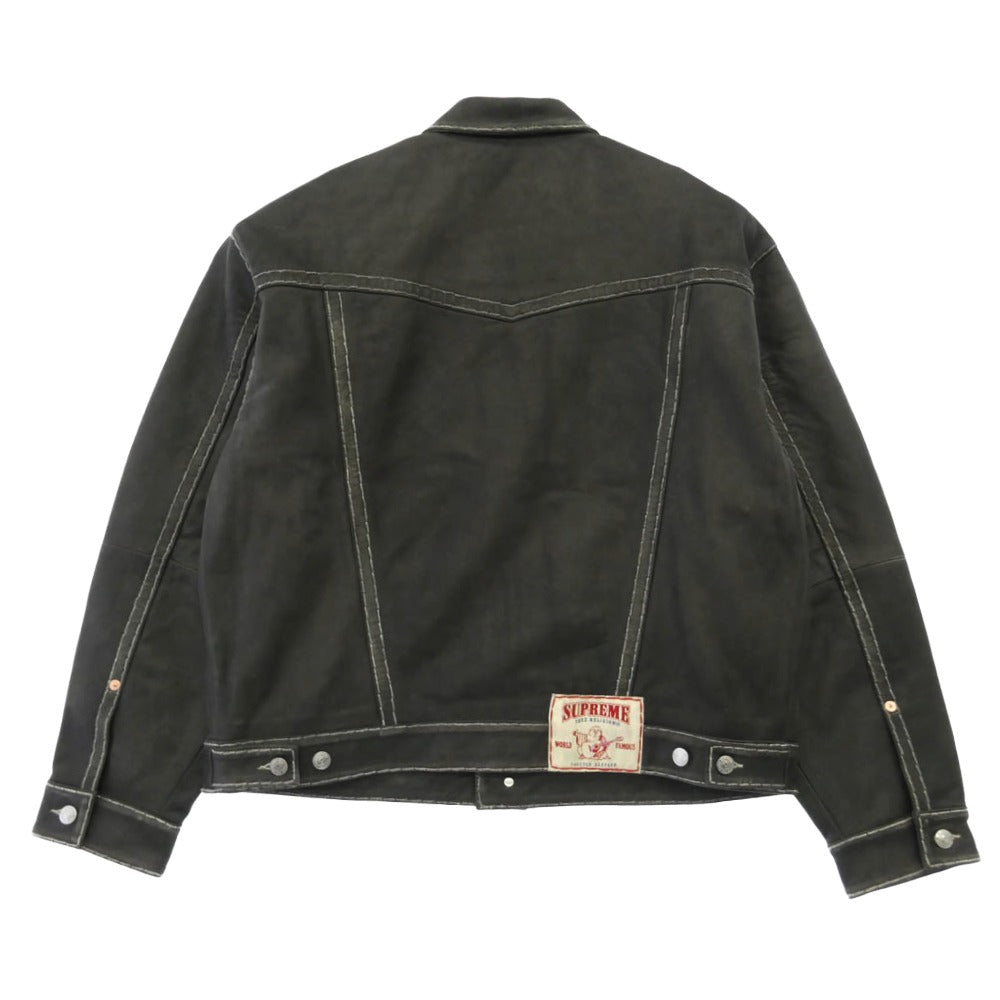 Supreme シュプリーム TRUE RELIGION トゥルーレリジョン 25AW x True Religion Leather Trucker Jacket トゥルーレリジョン レザー トラッカー ジャケット ブラック系 L【極上美品】【中古】