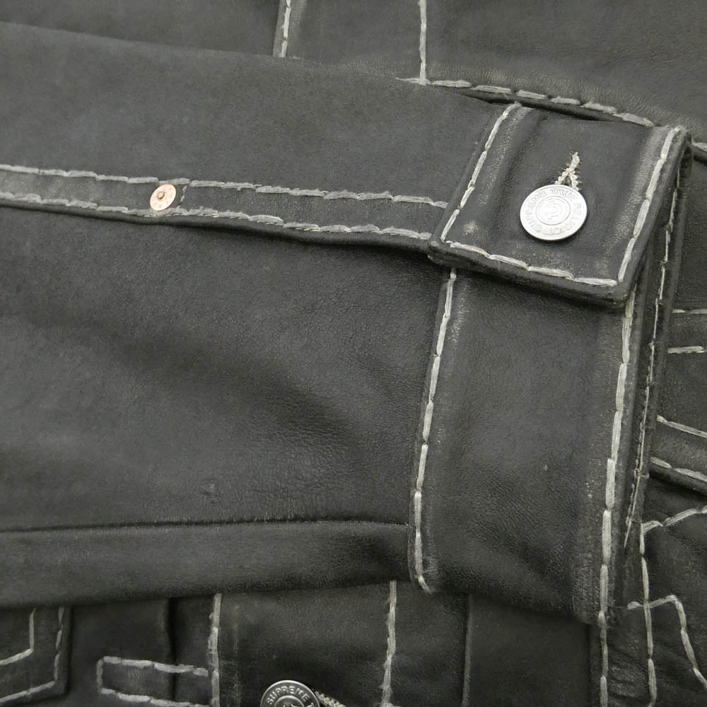 Supreme シュプリーム TRUE RELIGION トゥルーレリジョン 25AW x True Religion Leather Trucker Jacket トゥルーレリジョン レザー トラッカー ジャケット ブラック系 L【極上美品】【中古】