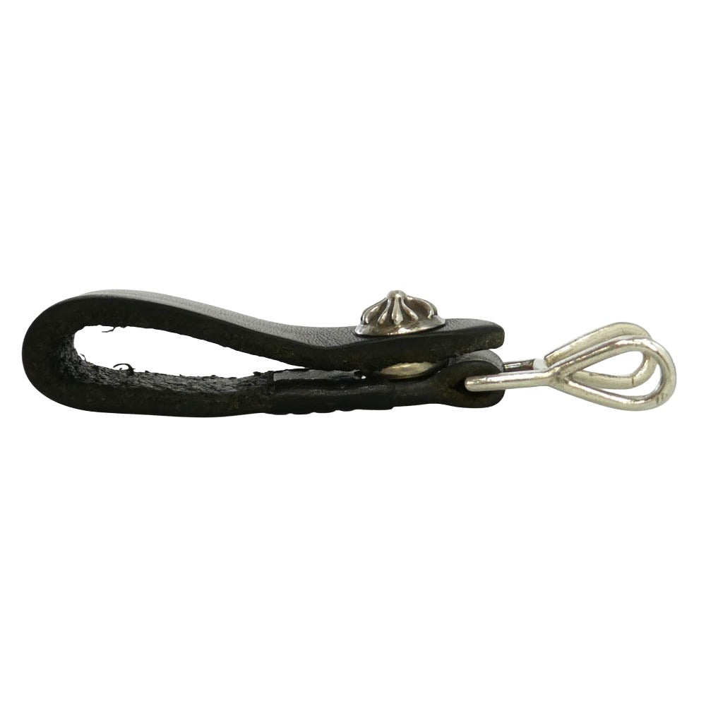 CHROME HEARTS クロムハーツ（原本有） BELT LOOP クロスボール ボタン レザー ベルトループ シルバー系 ブラック系【中古】