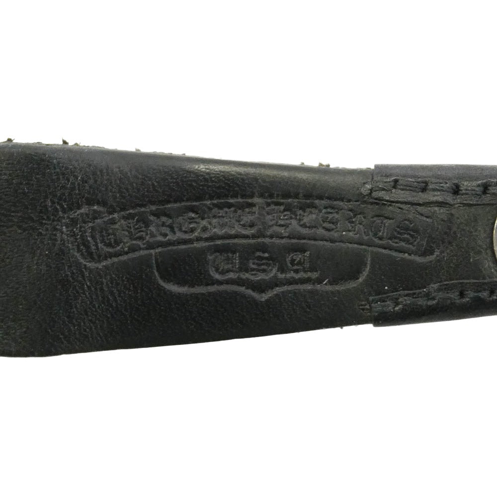 CHROME HEARTS クロムハーツ（原本有） BELT LOOP クロスボール ボタン レザー ベルトループ シルバー系 ブラック系【中古】