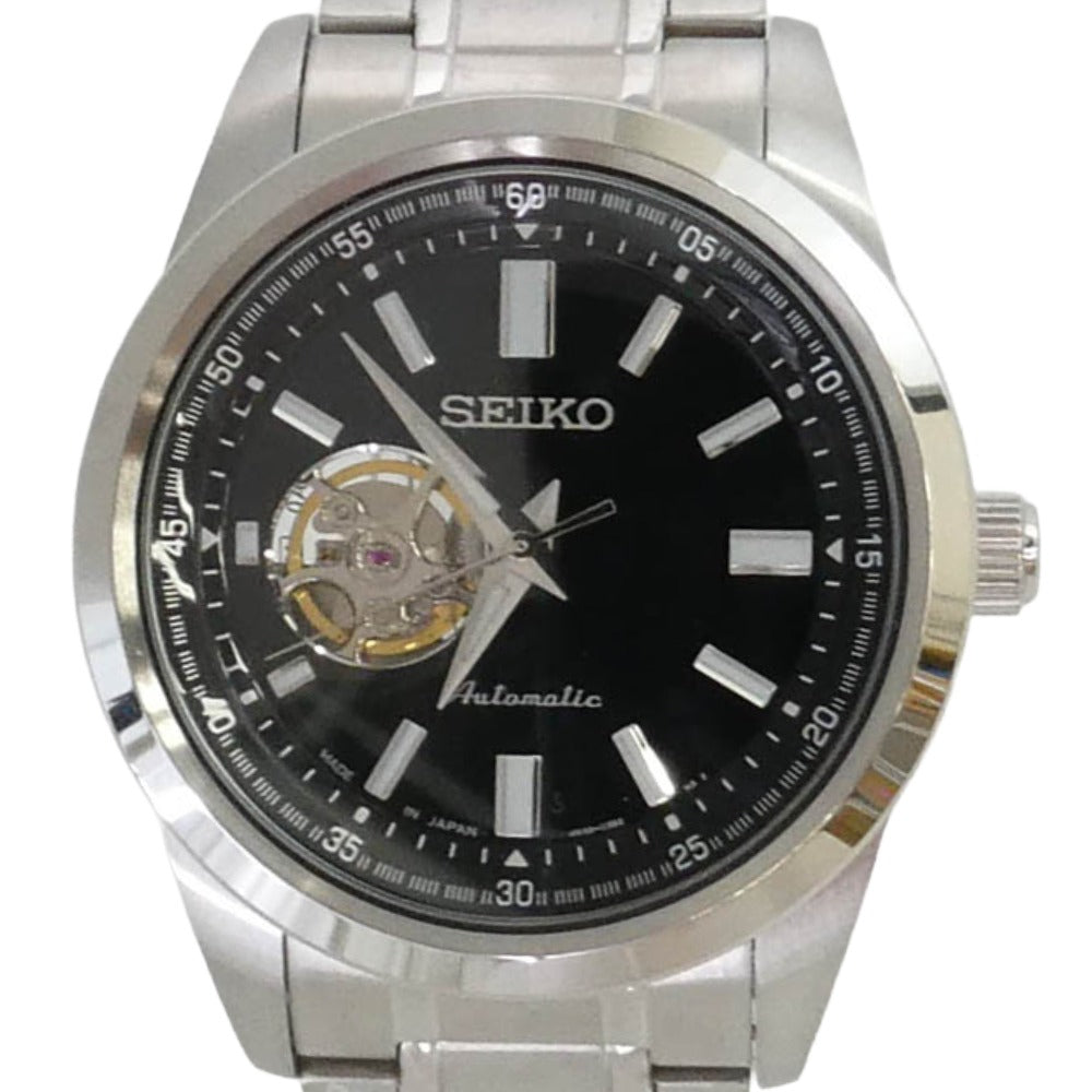 SEIKO セイコー SCVE053 SELECTION メカニカル オープンハート 自動巻き 腕時計 シルバー系【極上美品】【中古】