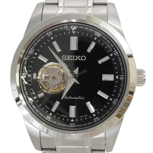 SEIKO セイコー SCVE053 SELECTION メカニカル オープンハート 自動巻き 腕時計 シルバー系【極上美品】【中古】