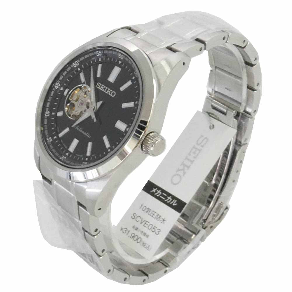 SEIKO セイコー SCVE053 SELECTION メカニカル オープンハート 自動巻き 腕時計 シルバー系【極上美品】【中古】