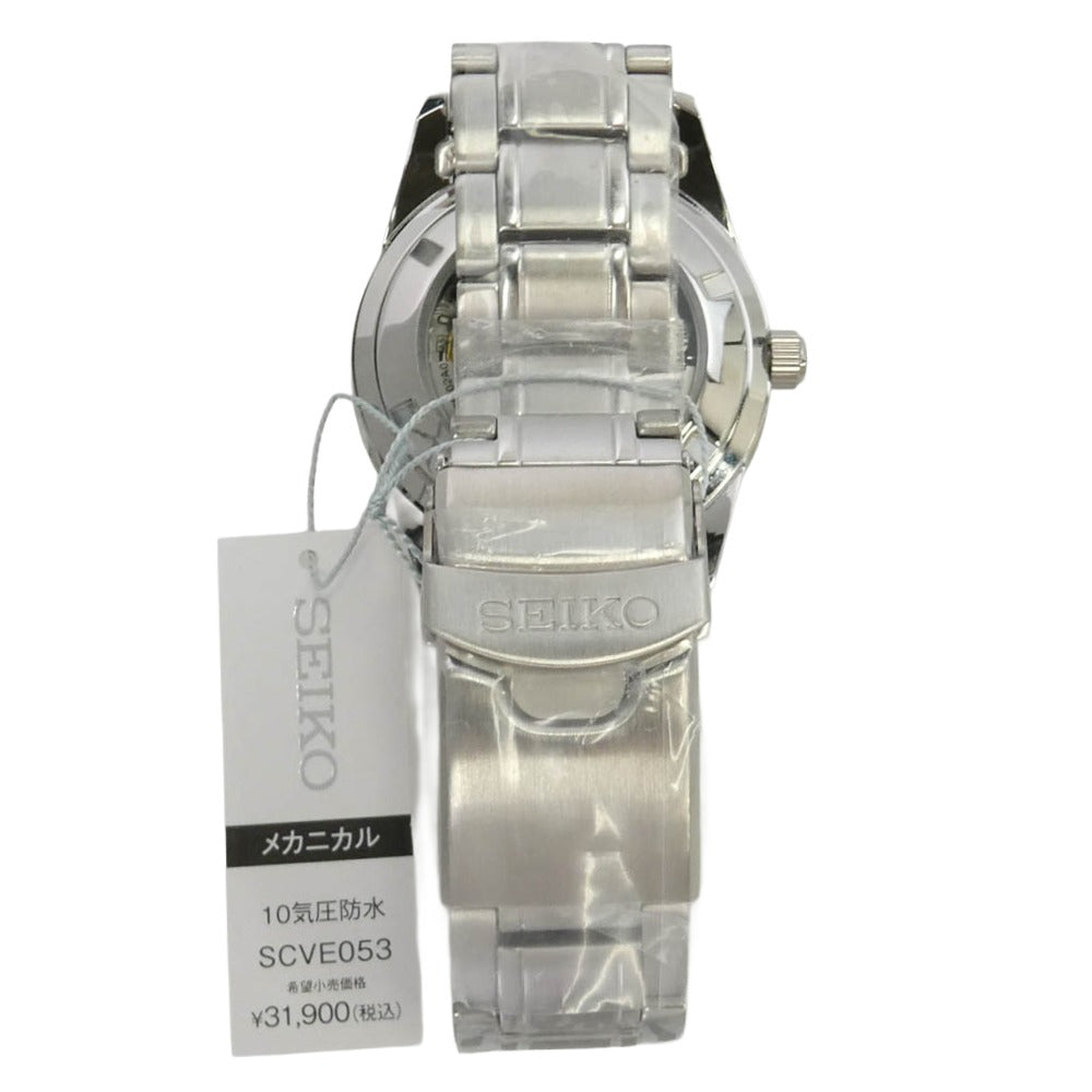 SEIKO セイコー SCVE053 SELECTION メカニカル オープンハート 自動巻き 腕時計 シルバー系【極上美品】【中古】