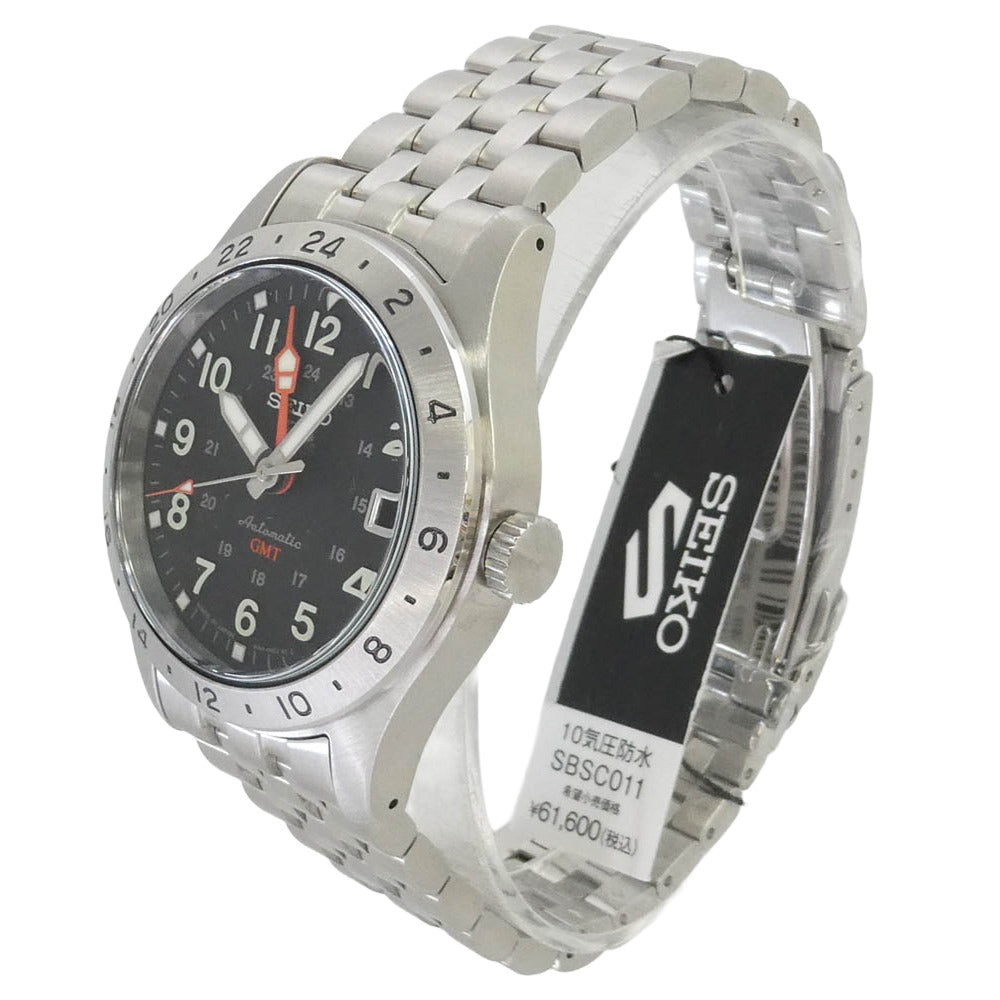 SEIKO セイコー SBSC011 5SPORTS GMT ファイブスポーツ 自動巻き 腕時計 シルバー系【極上美品】【中古】
