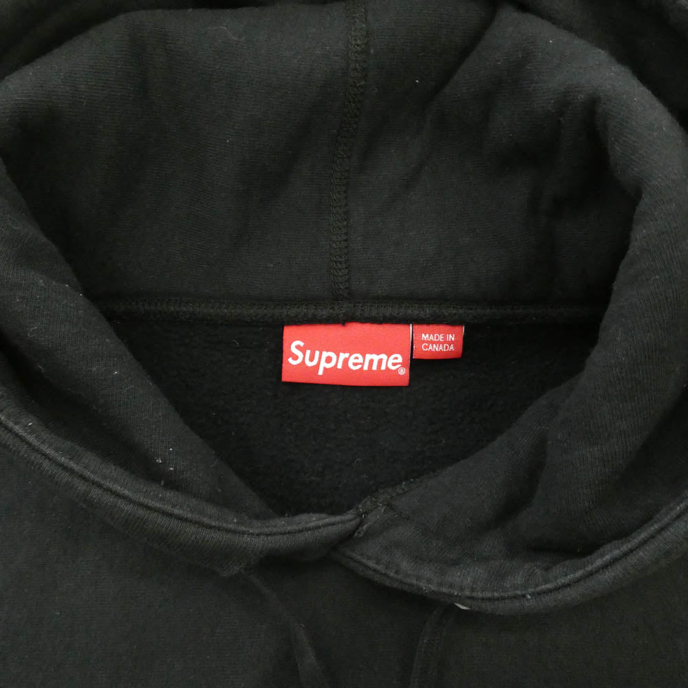 Supreme シュプリーム 18AW Perforated Leather Hooded Sweatshirt パーフォレーテッド レザー フーデッド スウェット シャツ プルオーバー パーカー ブラック系 M【中古】