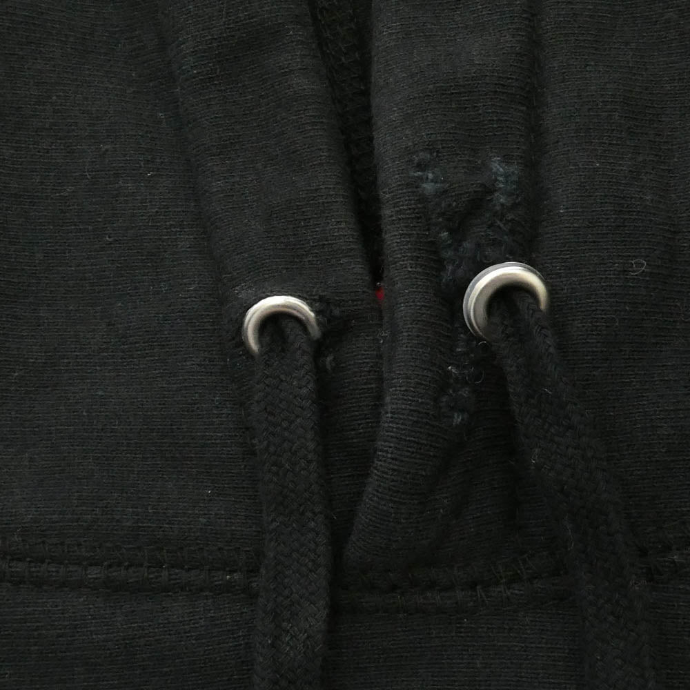 Supreme シュプリーム 18AW Perforated Leather Hooded Sweatshirt パーフォレーテッド レザー フーデッド スウェット シャツ プルオーバー パーカー ブラック系 M【中古】