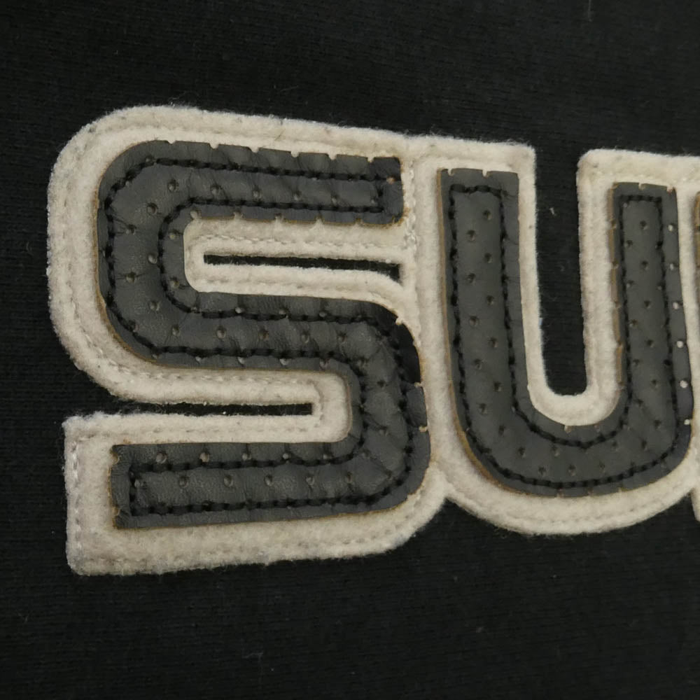 Supreme シュプリーム 18AW Perforated Leather Hooded Sweatshirt パーフォレーテッド レザー フーデッド スウェット シャツ プルオーバー パーカー ブラック系 M【中古】