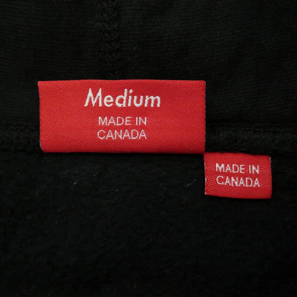 Supreme シュプリーム 18AW Perforated Leather Hooded Sweatshirt パーフォレーテッド レザー フーデッド スウェット シャツ プルオーバー パーカー ブラック系 M【中古】