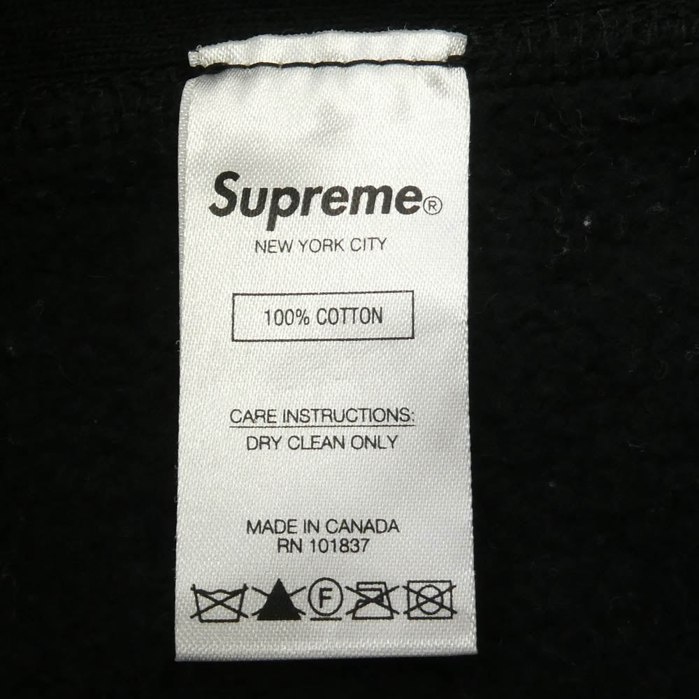 Supreme シュプリーム 18AW Perforated Leather Hooded Sweatshirt パーフォレーテッド レザー フーデッド スウェット シャツ プルオーバー パーカー ブラック系 M【中古】