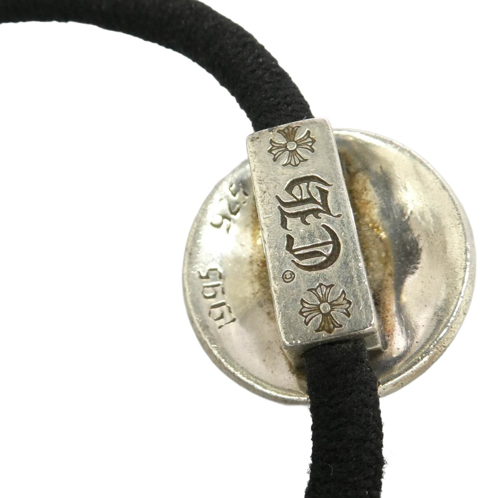 CHROME HEARTS クロムハーツ（原本無） HAIRBAND クロスボール ヘアバンド ヘアゴム コンチョ シルバー系 ブラック系【中古】