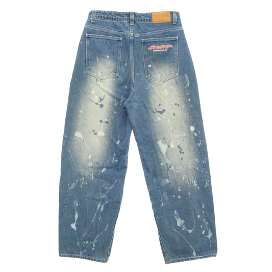 ブラックアイパッチ BEEZ-EYE-P SPLATTERED EXTRA BAGGY JEANS バギー ペイント 加工 デニム パンツ インディゴブルー系 L 34【美品】【中古】