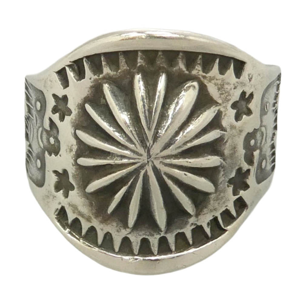 LARRY SMITH ラリースミス RG-0083 OYSTER RING SHELL REPOUSSE オイスター シェル スタンプワーク リング シルバー系 不明【中古】