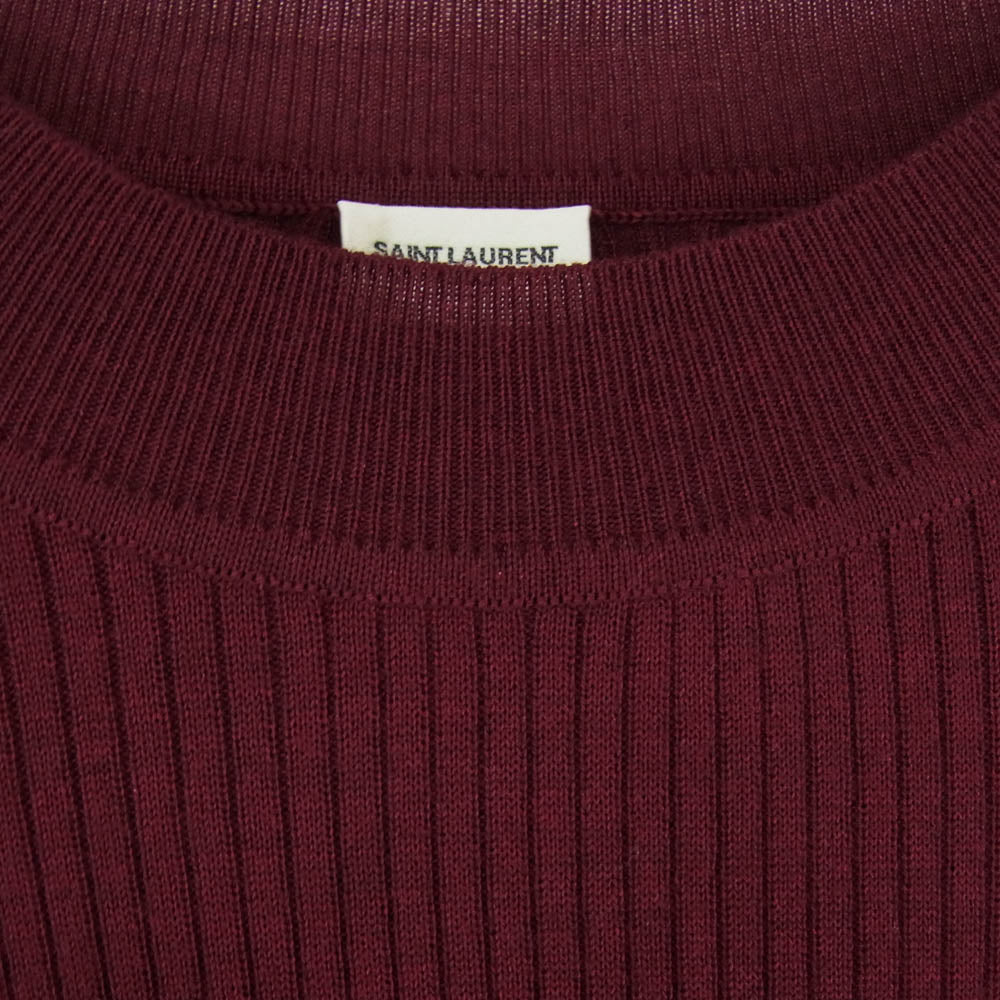 SAINT LAURENT サンローラン 710734 YAPK2 カシミヤ混 ウール モックネック 長袖 ニット セーター エンジ系 M【中古】