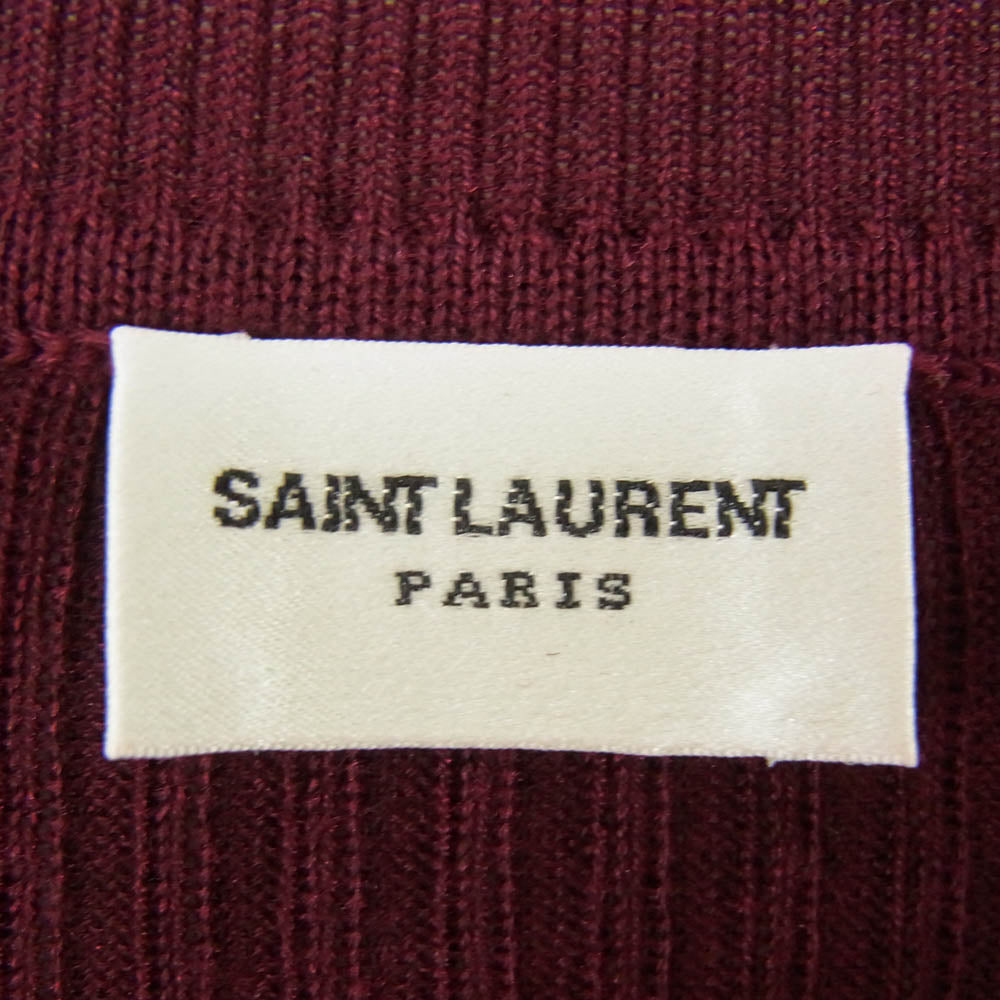 SAINT LAURENT サンローラン 710734 YAPK2 カシミヤ混 ウール モックネック 長袖 ニット セーター エンジ系 M【中古】