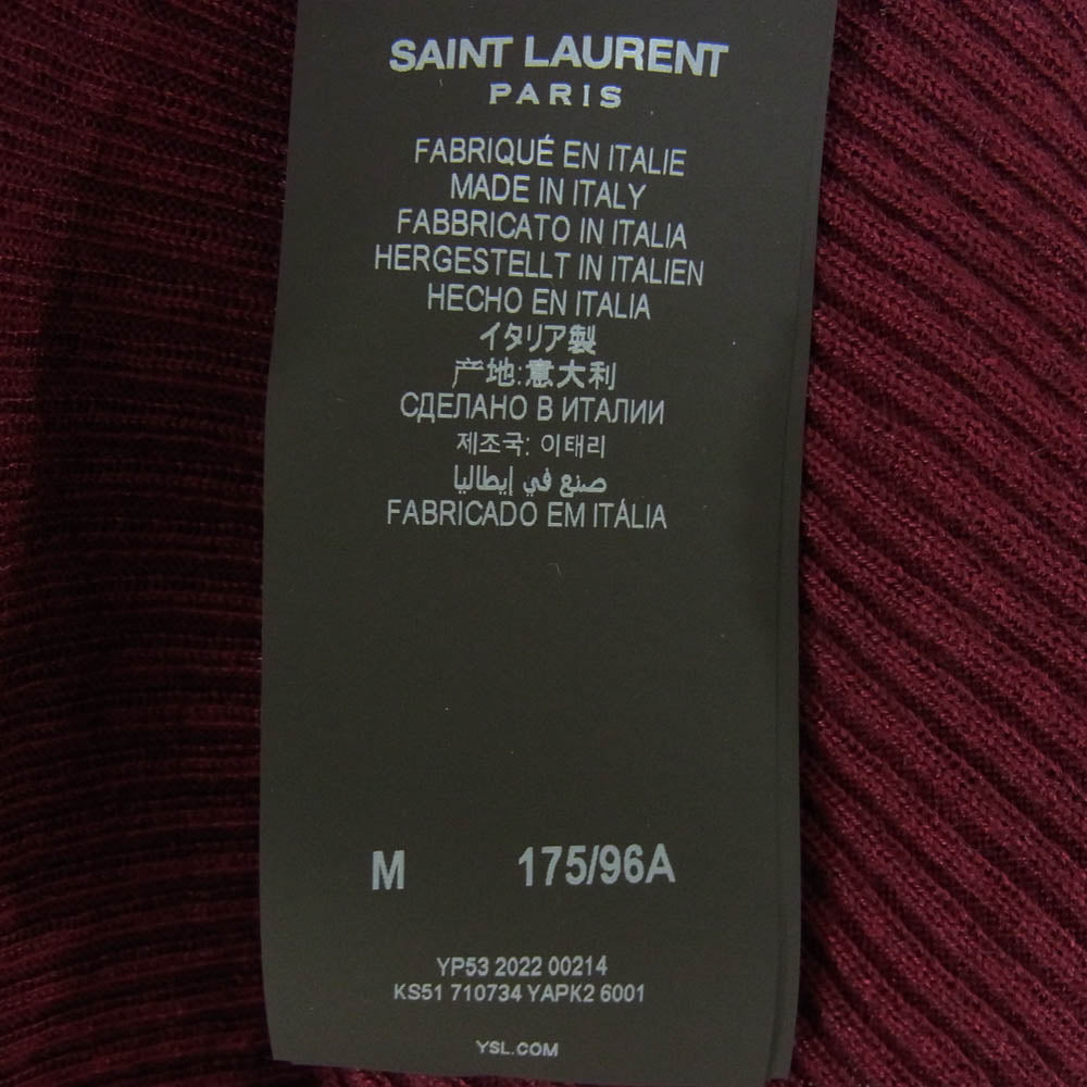 SAINT LAURENT サンローラン 710734 YAPK2 カシミヤ混 ウール モックネック 長袖 ニット セーター エンジ系 M【中古】