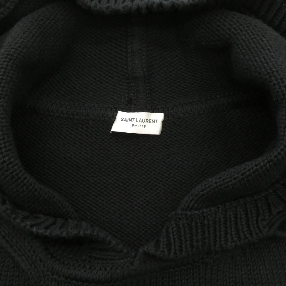 SAINT LAURENT サンローラン 712150 YALO2 ダメージ加工 デストロイ ニット プルオーバー フーディー パーカー ブラック系 XL【中古】