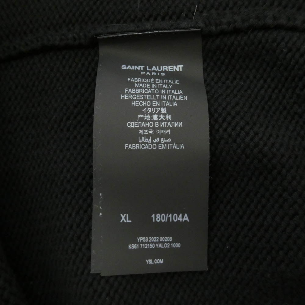 SAINT LAURENT サンローラン 712150 YALO2 ダメージ加工 デストロイ ニット プルオーバー フーディー パーカー ブラック系 XL【中古】