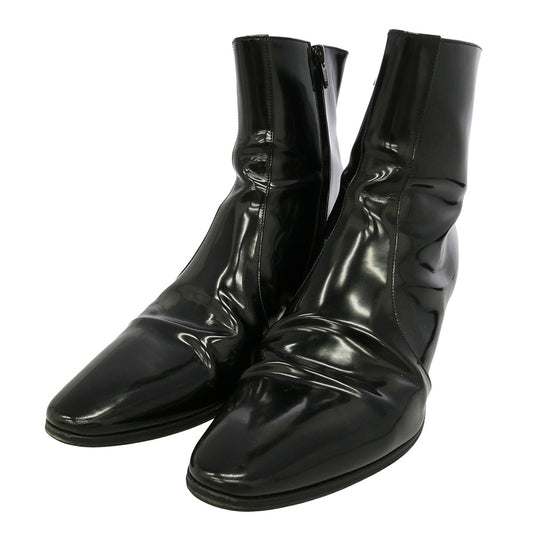 SAINT LAURENT サンローラン 732111 VASSILI ZIPPED BOOTS IN SMOOTH LEATHER ヴァッシーリ サイドジップ スムースレザー ヒールブーツ ブラック系 41【中古】