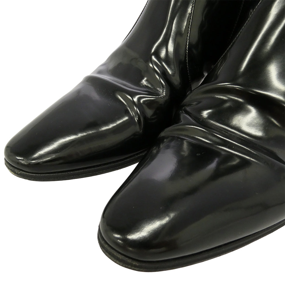 SAINT LAURENT サンローラン 732111 VASSILI ZIPPED BOOTS IN SMOOTH LEATHER ヴァッシーリ サイドジップ スムースレザー ヒールブーツ ブラック系 41【中古】