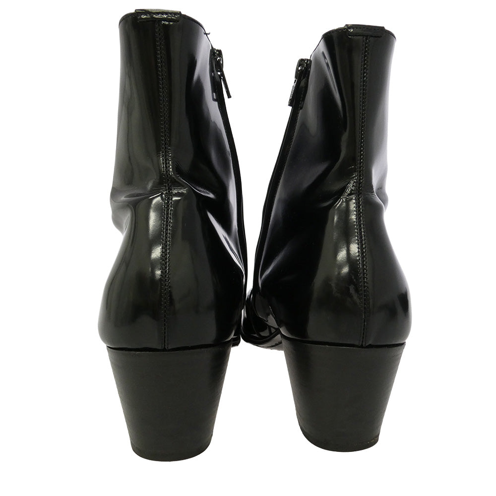 SAINT LAURENT サンローラン 732111 VASSILI ZIPPED BOOTS IN SMOOTH LEATHER ヴァッシーリ サイドジップ スムースレザー ヒールブーツ ブラック系 41【中古】