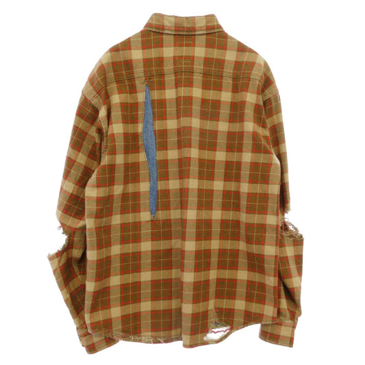 VISVIM ビズビム 20AW 0120205011011 LUMBER CHECK L/S CRASH クラッシュ ランバー 長袖 チェック シャツ ブラウン系 1【中古】