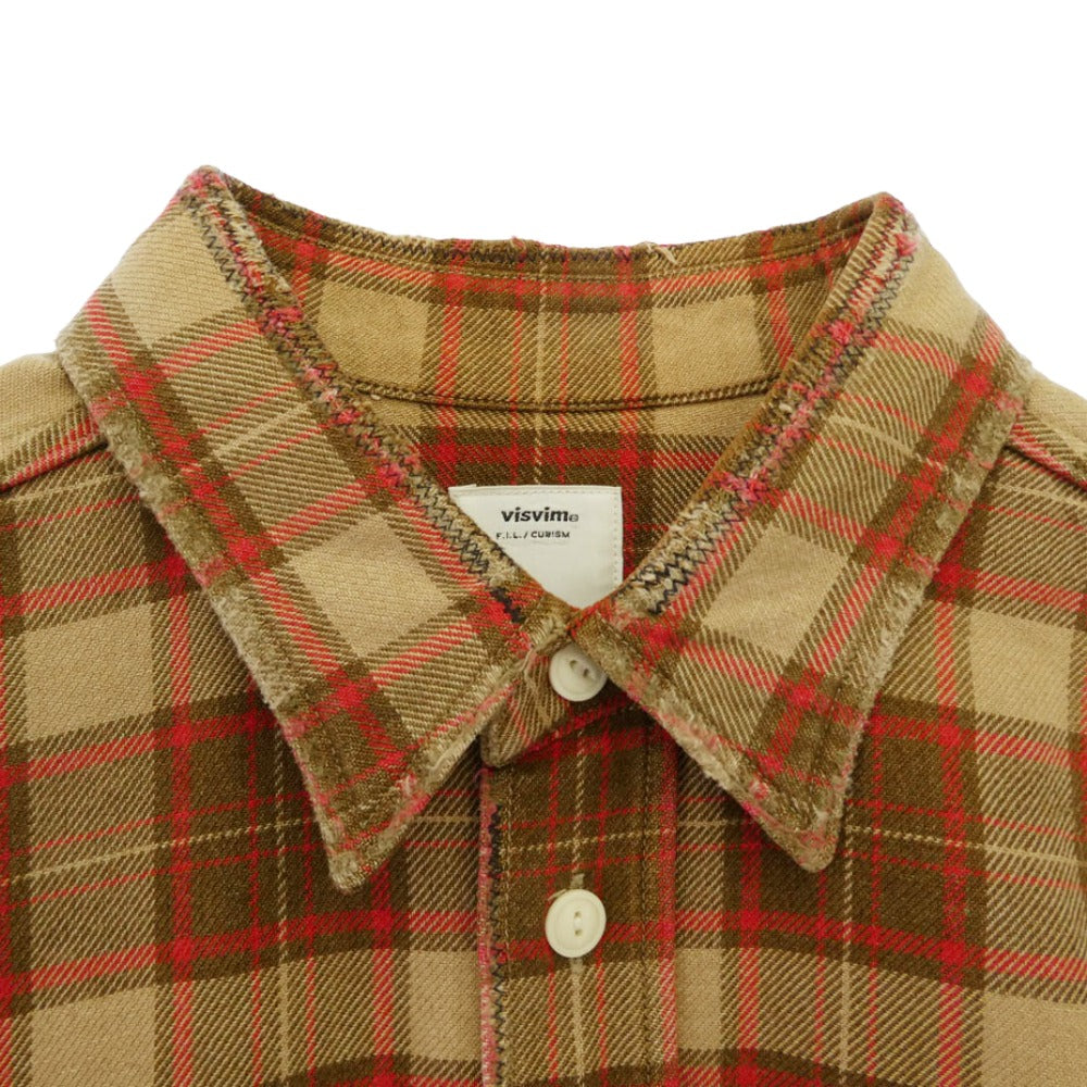 VISVIM ビズビム 20AW 0120205011011 LUMBER CHECK L/S CRASH クラッシュ ランバー 長袖 チェック シャツ ブラウン系 1【中古】