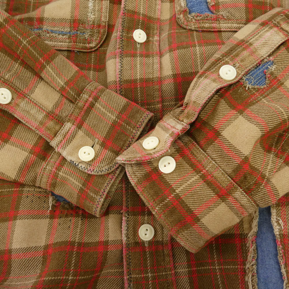 VISVIM ビズビム 20AW 0120205011011 LUMBER CHECK L/S CRASH クラッシュ ランバー 長袖 チェック シャツ ブラウン系 1【中古】
