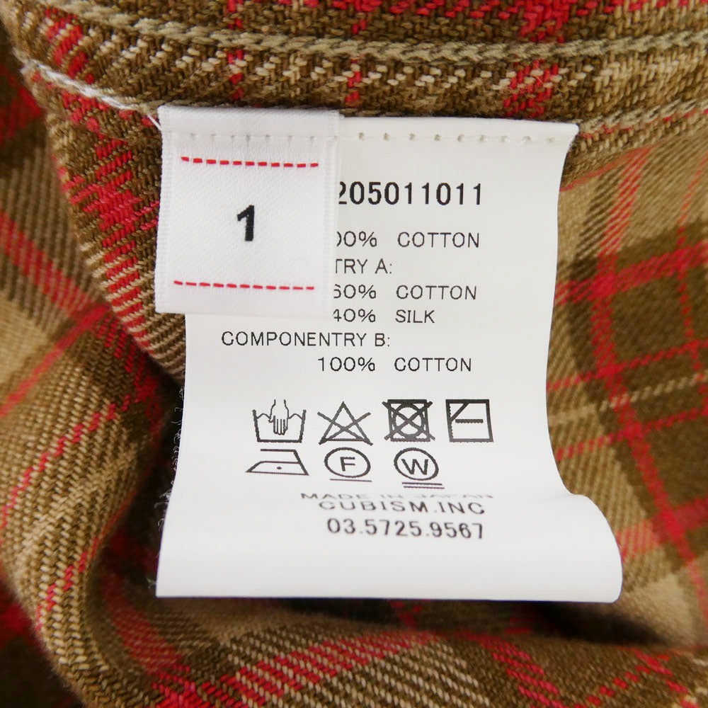 VISVIM ビズビム 20AW 0120205011011 LUMBER CHECK L/S CRASH クラッシュ ランバー 長袖 チェック シャツ ブラウン系 1【中古】