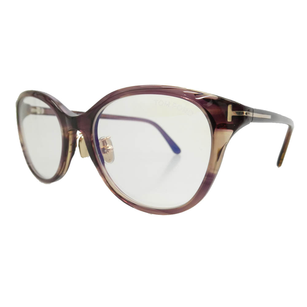 TOM FORD トムフォード TF6102-D-B アジアンフィット ウェリントン ブルーライトカットレンズ クリングスパッド メガネ ワインレッド系 52□19 140【極上美品】【中古】