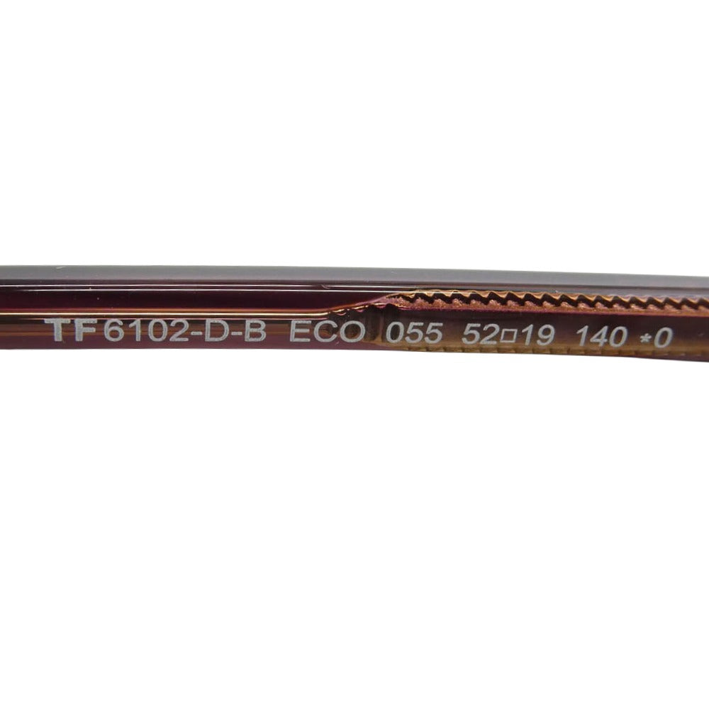 TOM FORD トムフォード TF6102-D-B アジアンフィット ウェリントン ブルーライトカットレンズ クリングスパッド メガネ ワインレッド系 52□19 140【極上美品】【中古】